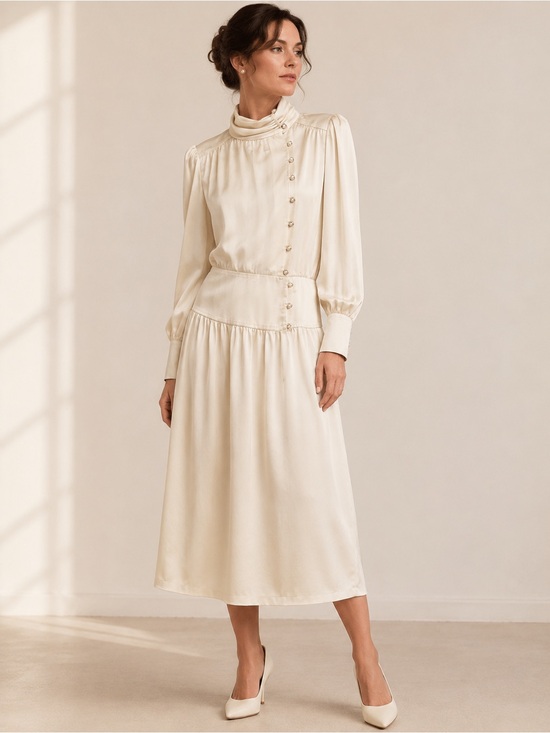 Nolan Miller Dresses & Skirts - Vintage Nolan Miller Neiman Marcus Romantic High Neck Midi Dress 8